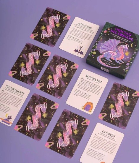 Oráculo místico ilustrado sobre fondo morado, lectura espiritual